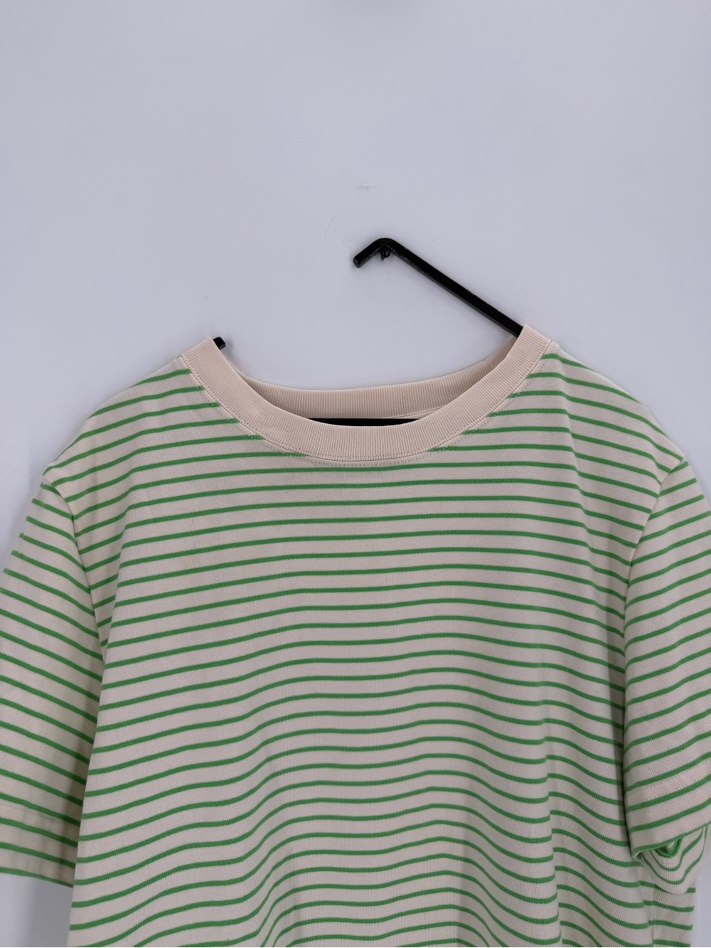 Cos Clean Cut Regular Striped Green Ivory Short Sleeve T-Shirt